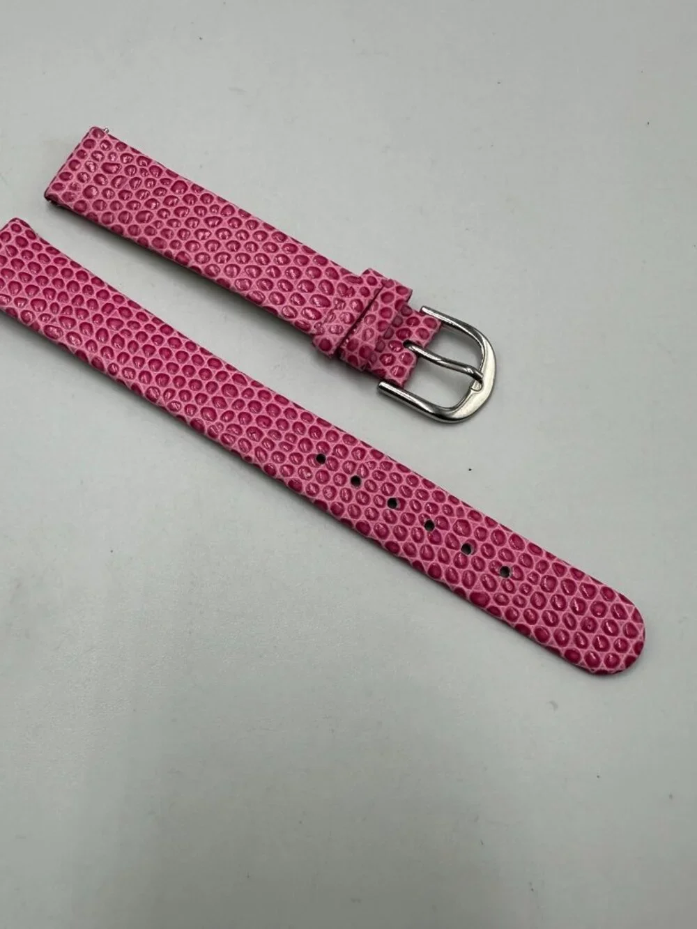 3/$30 Croton Replacement Watch Band Pink 14MM Embossed Leather Silver Buckle